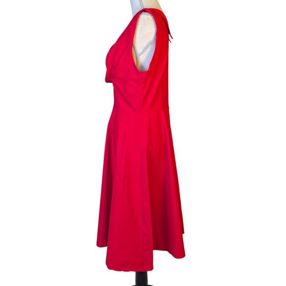 Red Fit & Flare Dress XL Vintage Inspired 50s Pinup Rockabilly - Picture 4 of 16